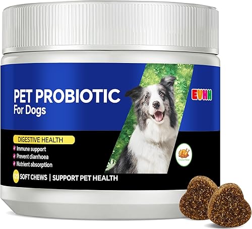 Probióticos para perros con enzimas digestivas y prebióticos - Alivio de la diarrea, apoyo a la salud intestinal, función inmune y antipicazón,