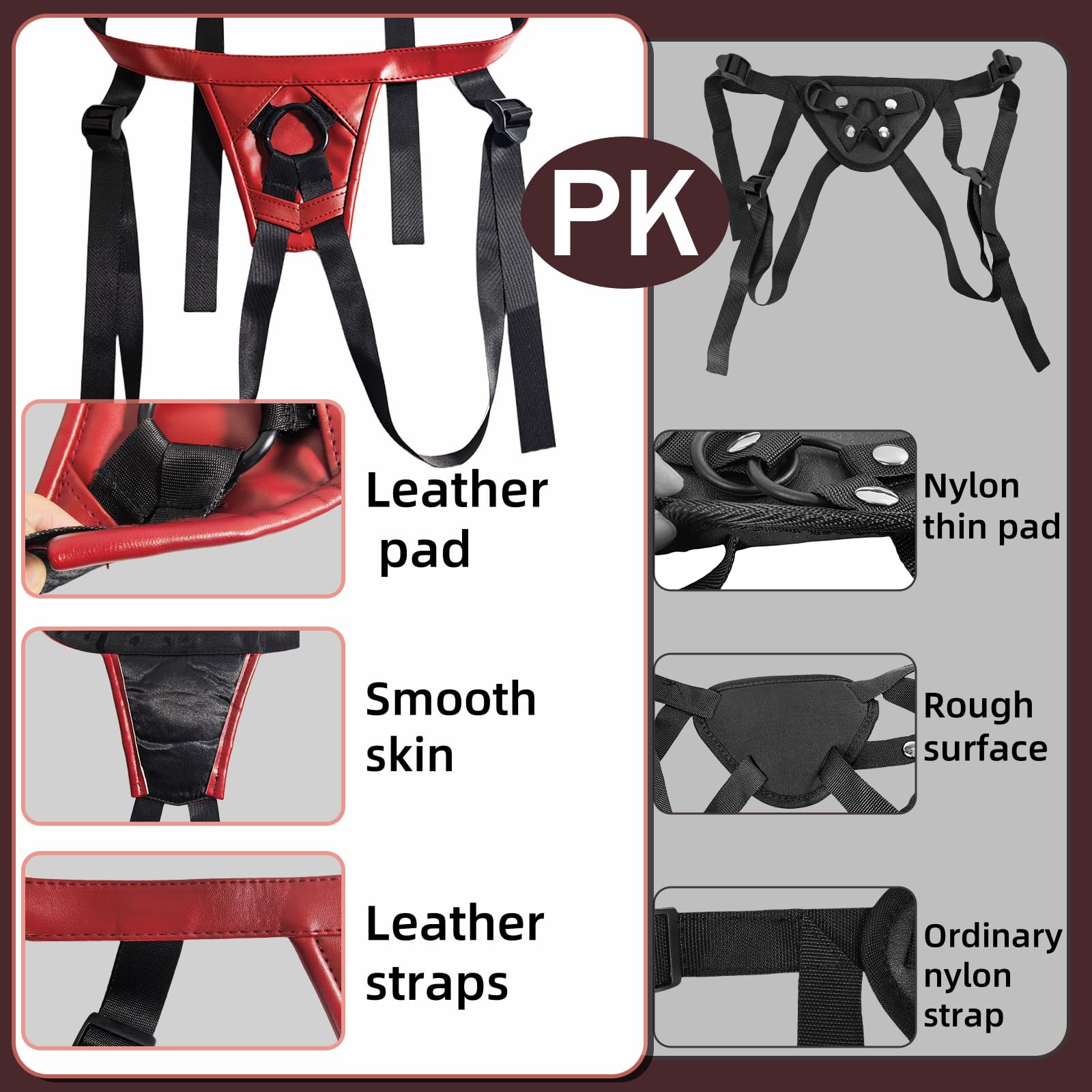Strap On-Harness Lesbiche, Masturbatore Cintura con Cinghia Lesbica, Kit Realistico Strap On per Uomini e Donne Ventosa con Cintura, Dildo Realistici Sex Toys Anali, con Dildo Trasparente da 21.5cm, L