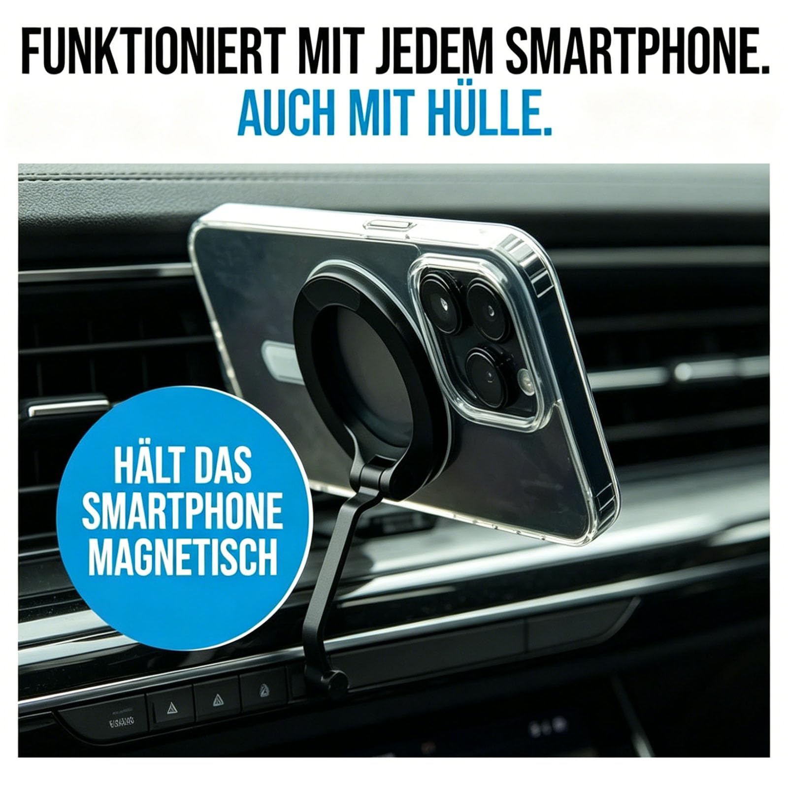 Handy Halterung Elektrisch Mit Vakumm Saugnapf, 360° Drehbarem (2PC-B) | Magnetische Handy Halterung Auto Magnethalterung, Anti Rutsch & Faltba