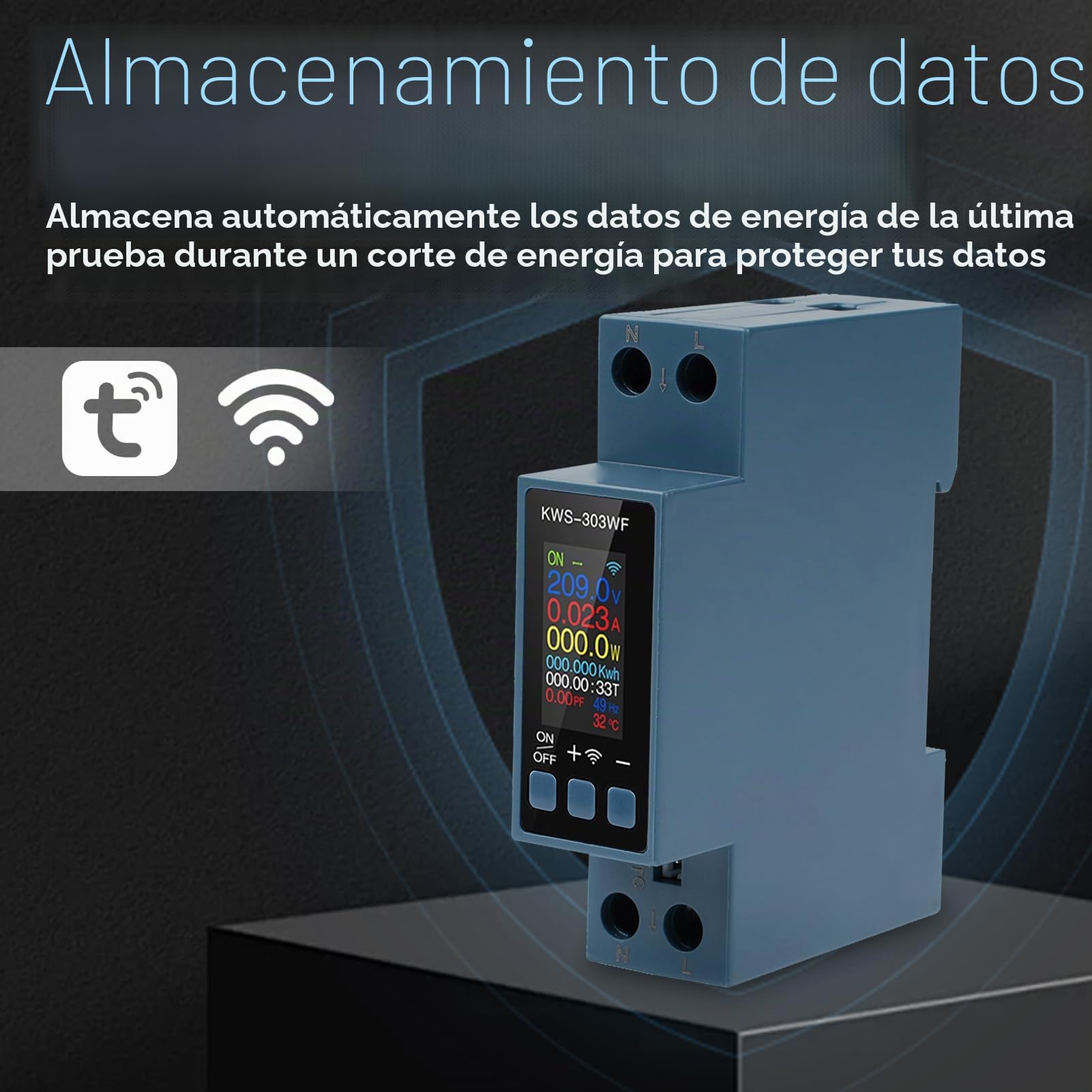 Medidor de consumo electrico wifi 40A contador electrico monofásico inteligente AC85-290V contador de energía digital con protección contra sobrecalentamiento y sobrecorriente KWS-303WF