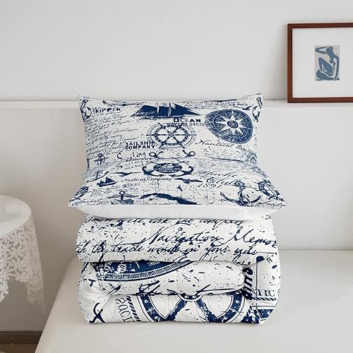 Miniatura 5 de Juego de ropa de cama con estampado de timón para niños, niñas, adolescentes, decoración de dormitorio, juego de funda de edredón con temática