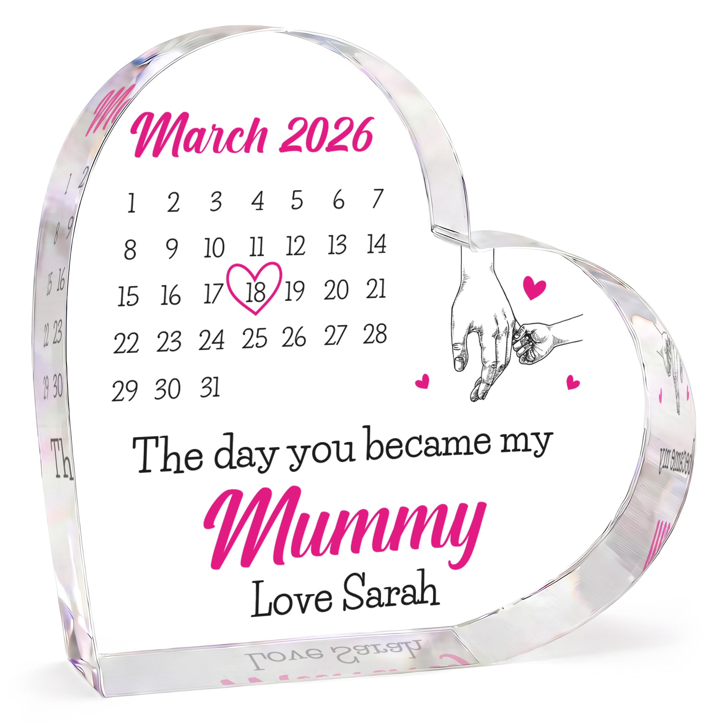 Beecreative Personalised Mummy Gift - Day You Became My Mummy Gift from Daughter Son Baby, Mothers Day Birthday Gifts for Mum Mummy From Child, Love You Mummy, With Grey Bag