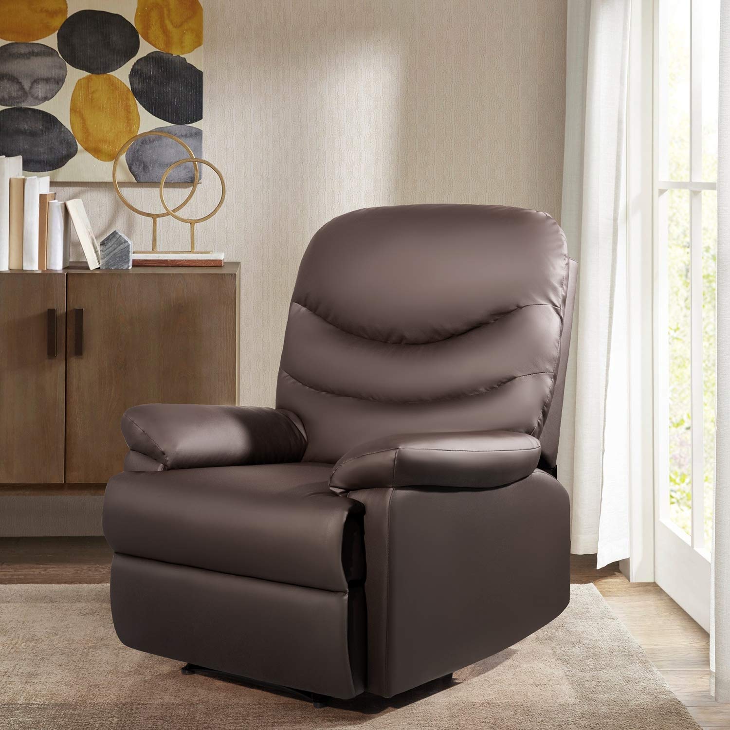 Buy JUMMICO Recliner Chair PU Leather Sofa Adjustable Home Theater