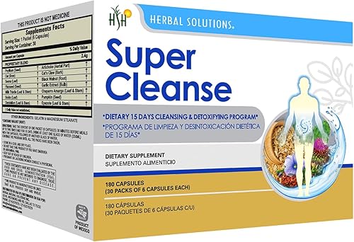 Super Cleanse by Herbal Solutions: Programa de desintoxicación extra fuerte de 15 días para una limpieza integral del sistema digestivo - Limpieza