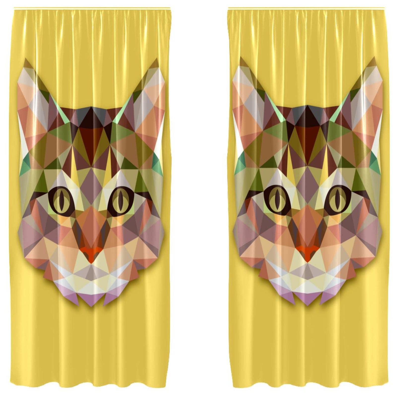 Cortinas opacas de gato hipster contra la luz exterior, juego de microfibra para ventana