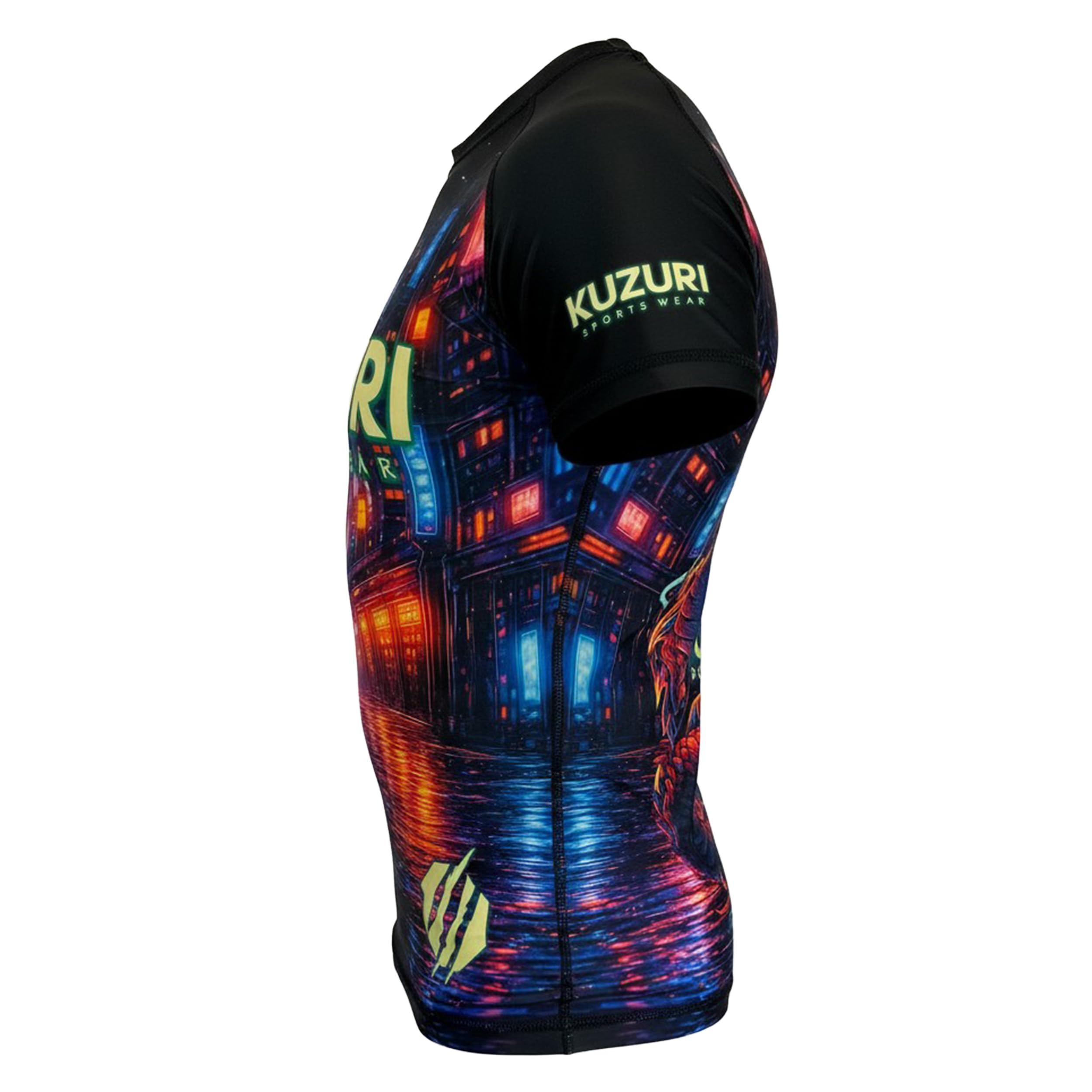 KUZURI Rashguard Herren BJJ Kurzarm – Personalisiertes MMA Compression Shirt für No-Gi, Grappling & Kickboxen – Atmungsaktives T-Shirt mit Drachenmotiv