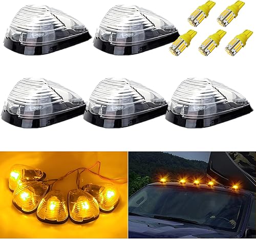 Miniatura 9 de GLOFE 5 luces transparentes para techo con marcador de cabina 264143AM con 5 bombillas LED rojas T10 compatibles con Ford E150 E250 E350 E450 F150