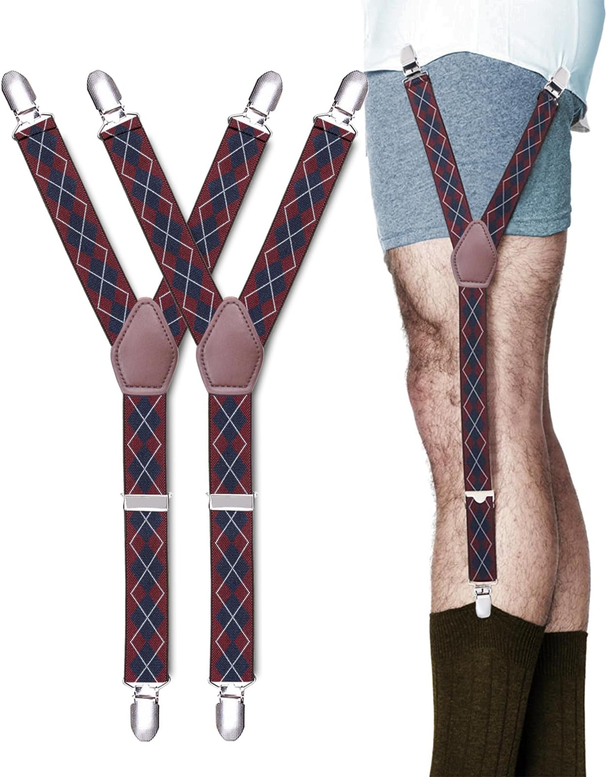 Y-Style Shirt Stays For Men with Non-Slip Locking Clamps and Adjustable Elastic Straps