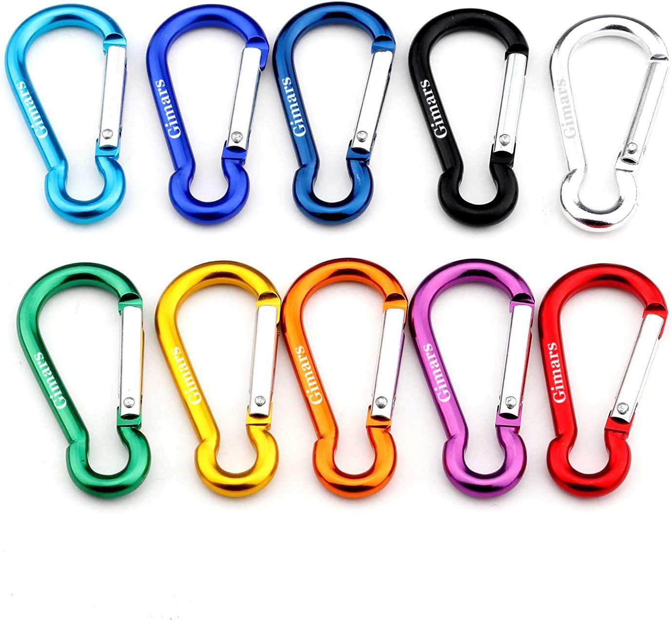 Gimars 10 PCS 6cm Locking Carabiners, Spring-loaded Gate Carabiner Clips, Small Carabiner for Key Chain Camping Fishing Hiking Travelling Backpack