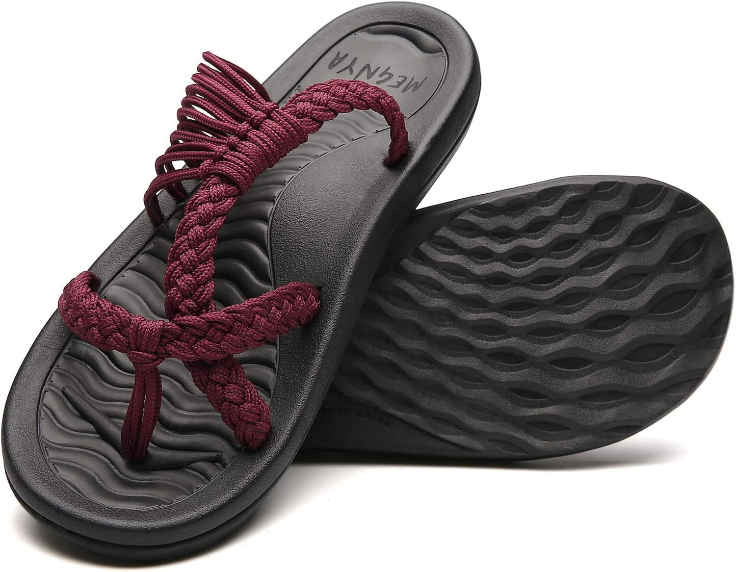 MEGNYA Women's flip Flops Sandals Arch Support, Comfortable Walking Sandals, Water Sandals Perfect for The Beach/Long Walks/Poolside 7 W64-bordeaux