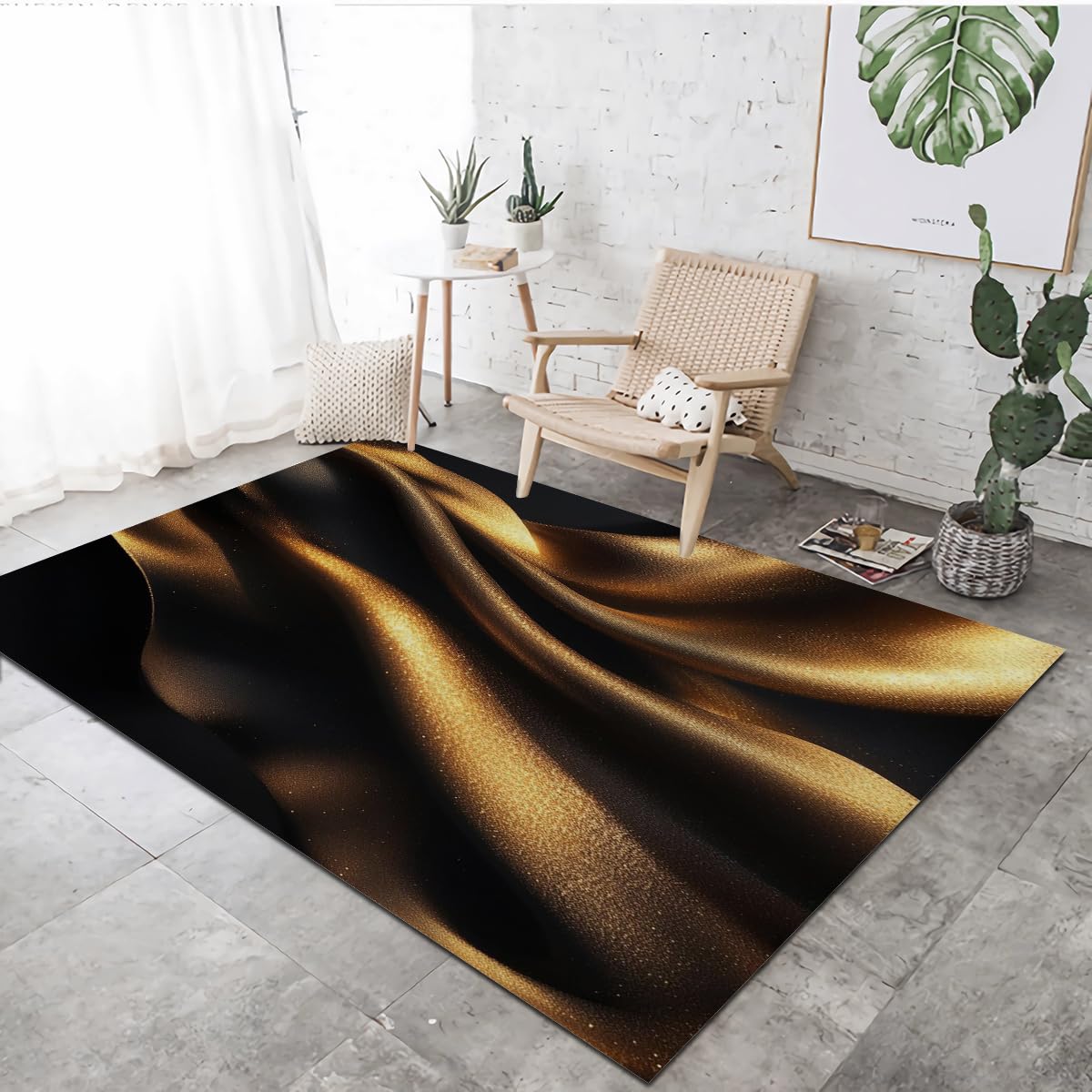 Tapis de décoration luxueux or VULORA créez un salon chaleureux et chic 80x150cm