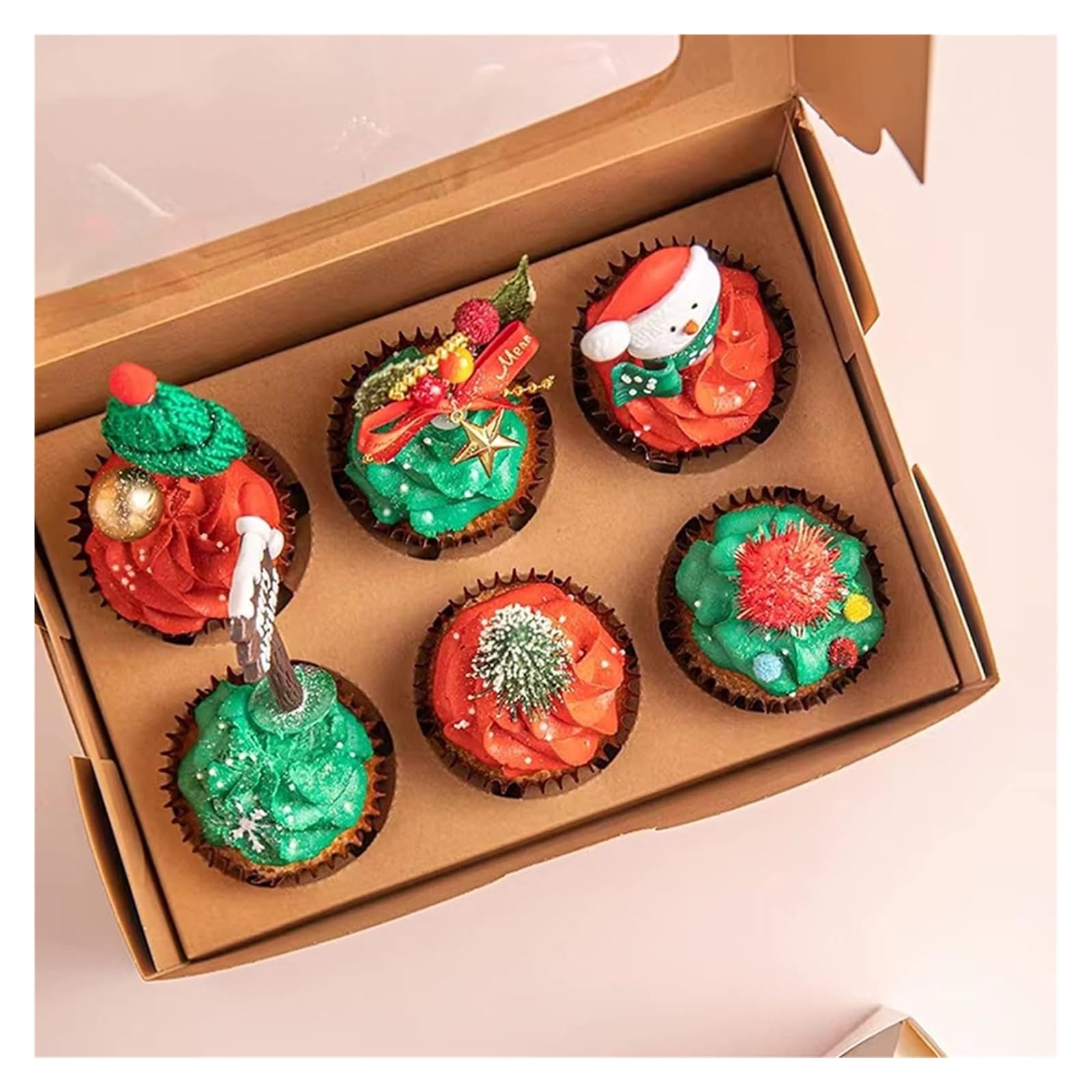Cajas para Cupcakes 20 recipientes for Cupcakes con Ventana e Inserciones, 6 Cajas de Galletas, Cajas de golosinas for Galletas, Muffins, Cupcakes Caja De Pasteles(White)