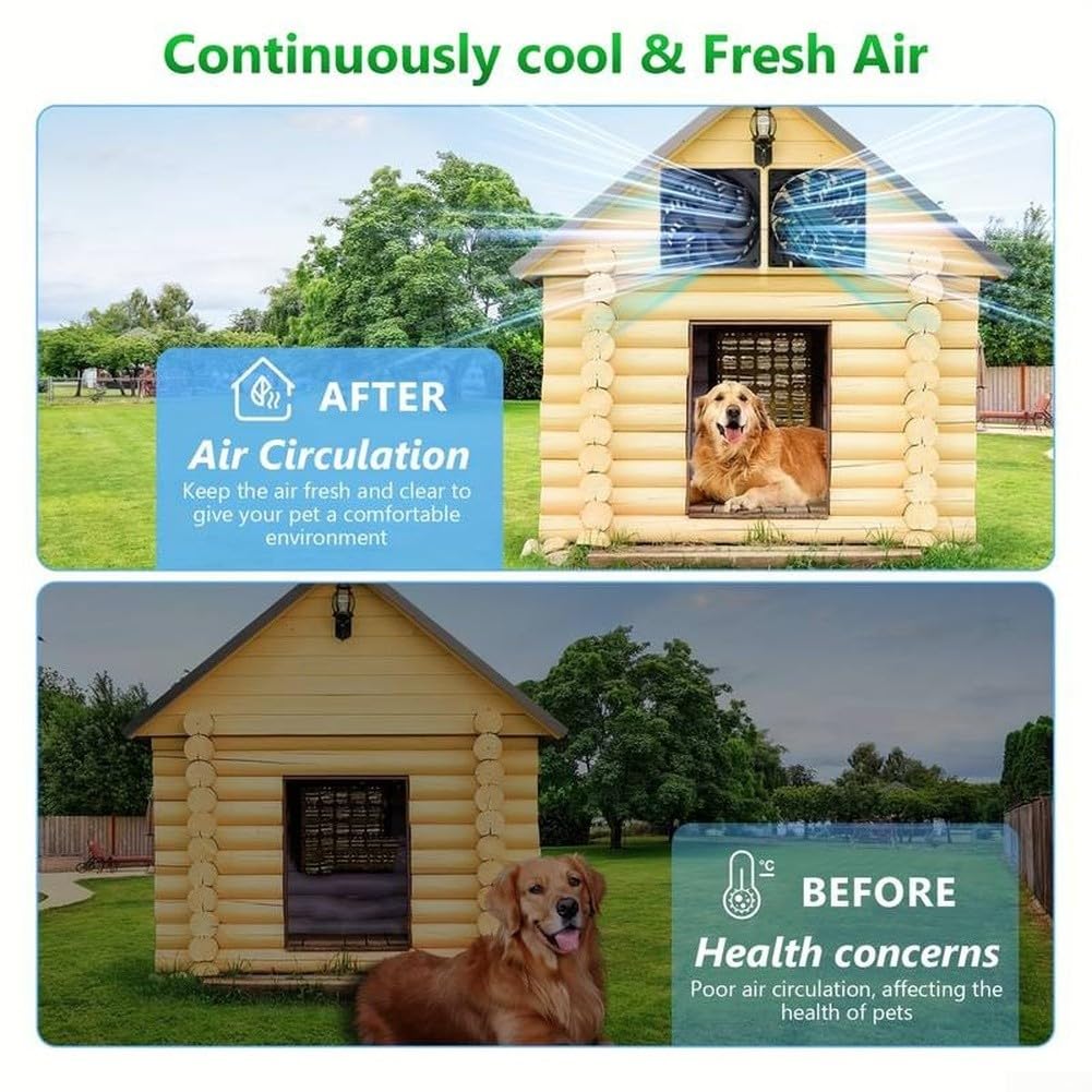 Kit de ventilador de panel solar, IP65 impermeable con energía solar, ventilador de escape dual de 12 V, ventiladores de ventilación al aire libre para gallineros, invernaderos, cobertizos, casas de