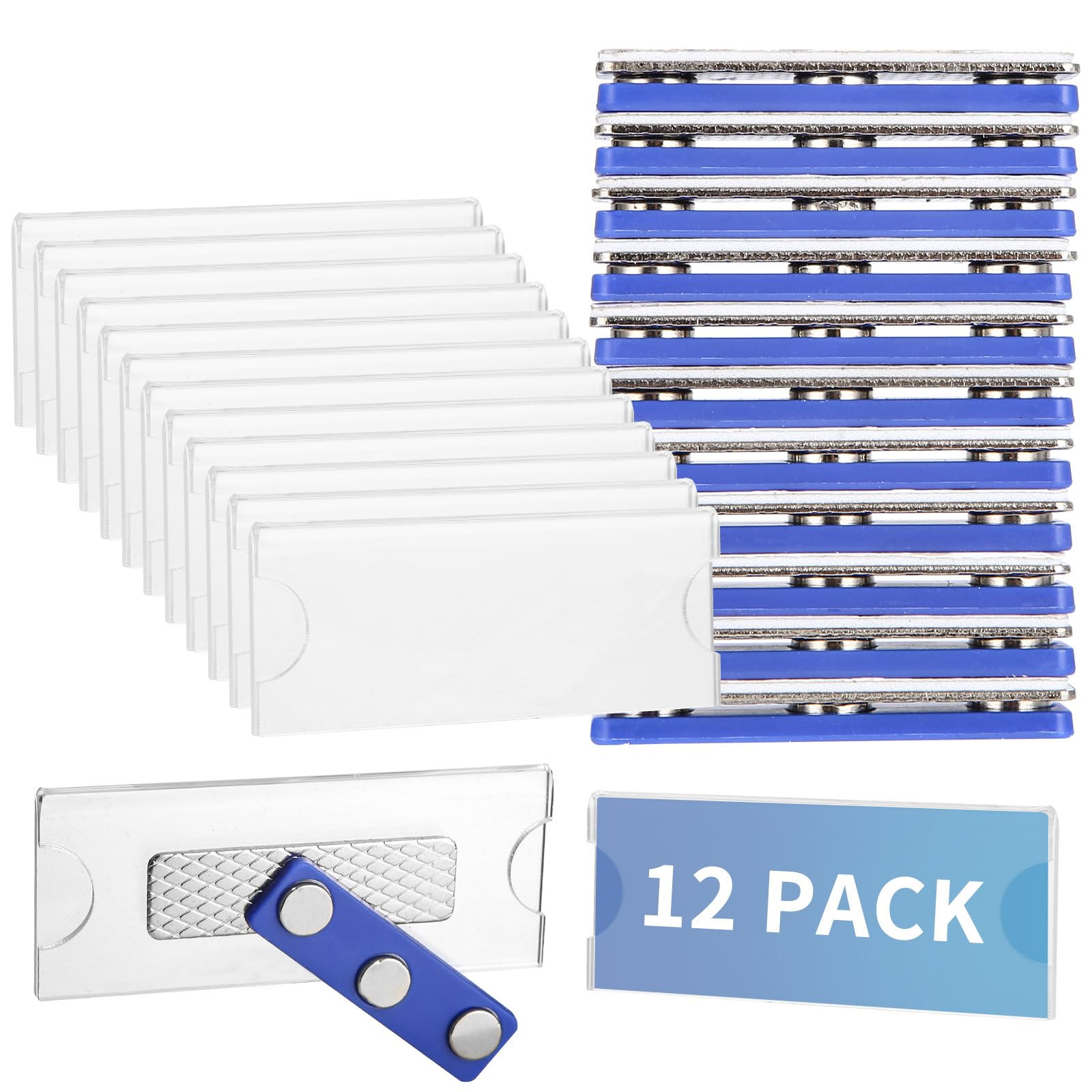 Lot De 7 Badges Nominatifs Magnétiques En Aluminium - Format 72 X 32 Mm - Double Aimant Puissant - Pour Travail, événements
