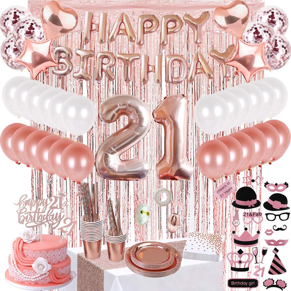 Buy JSN PARTY 21st Birthday Decorations for Her, Rose Gold Birthday