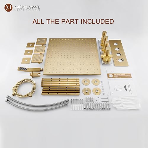 Miniatura 8 de Sistema de ducha termostático de 20 pulgadas con chorros corporales, sistema de ducha de cuerpo completo con ducha de lluvia y grifo de ducha de