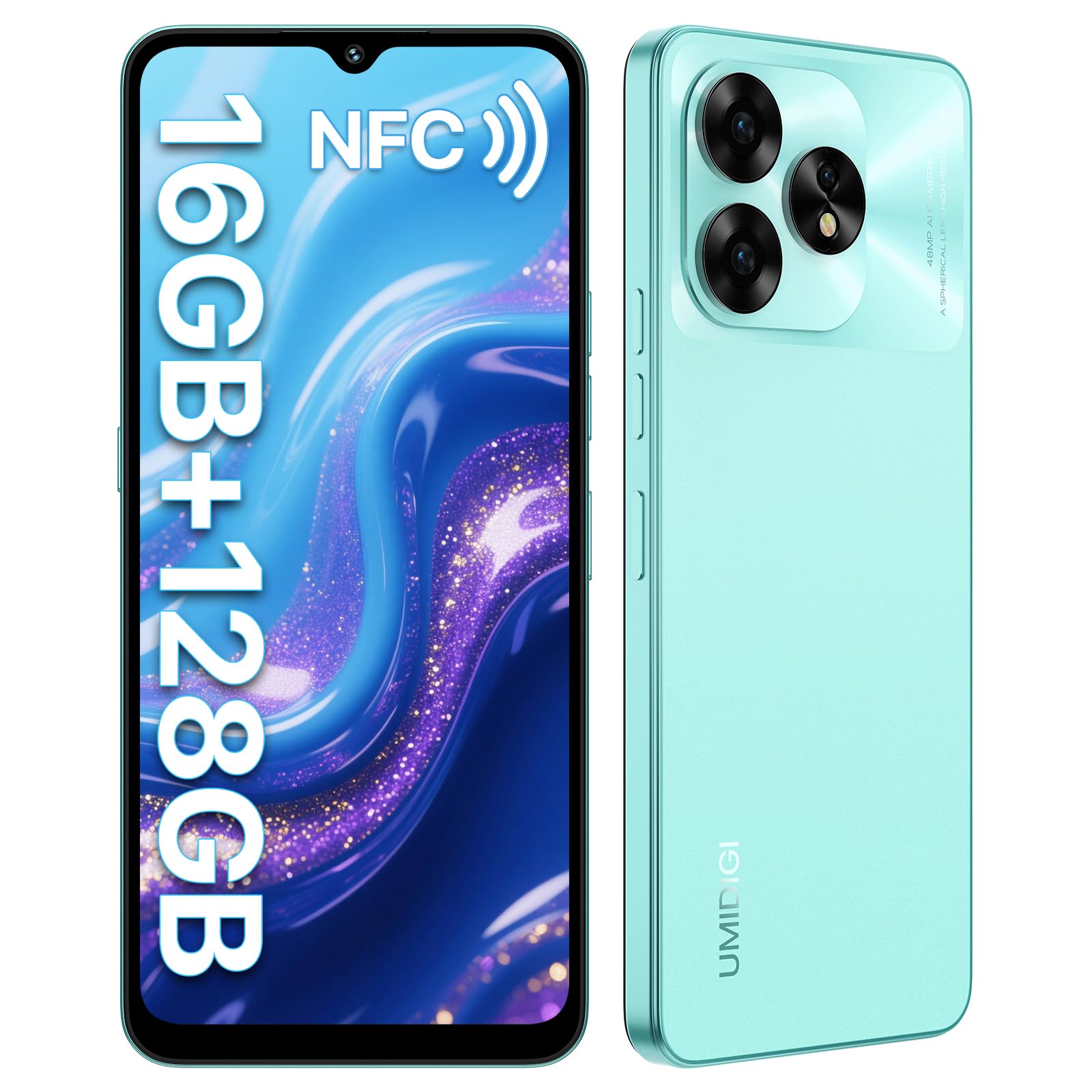 UMIDIGI A15C (8+8GB RAM+128GB ROM) Android 13 NFC Unlocked Cell Phone，48MP Ultra-Clear AI Camera Mobile Phone,5000mAh Battery Smartphone,6.7" HD Full View Display Dual Unlock Phone-Space