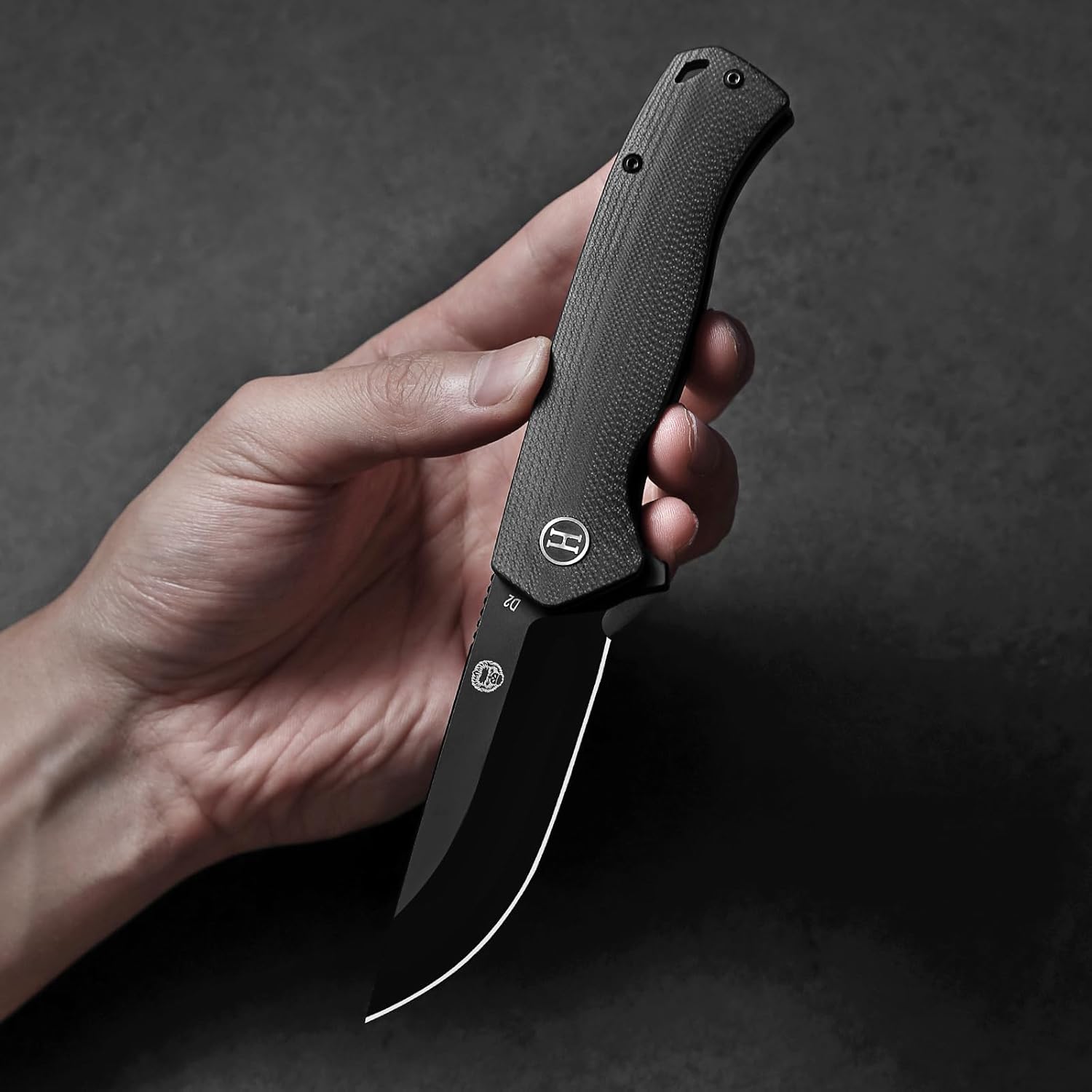 Holtzman's Gorilla Survival Pathfinder Folding Knife with G10 Handle and D2 Steel Blade, Gift Box Set (Black+Blue) - Ideal for Everyday Carry