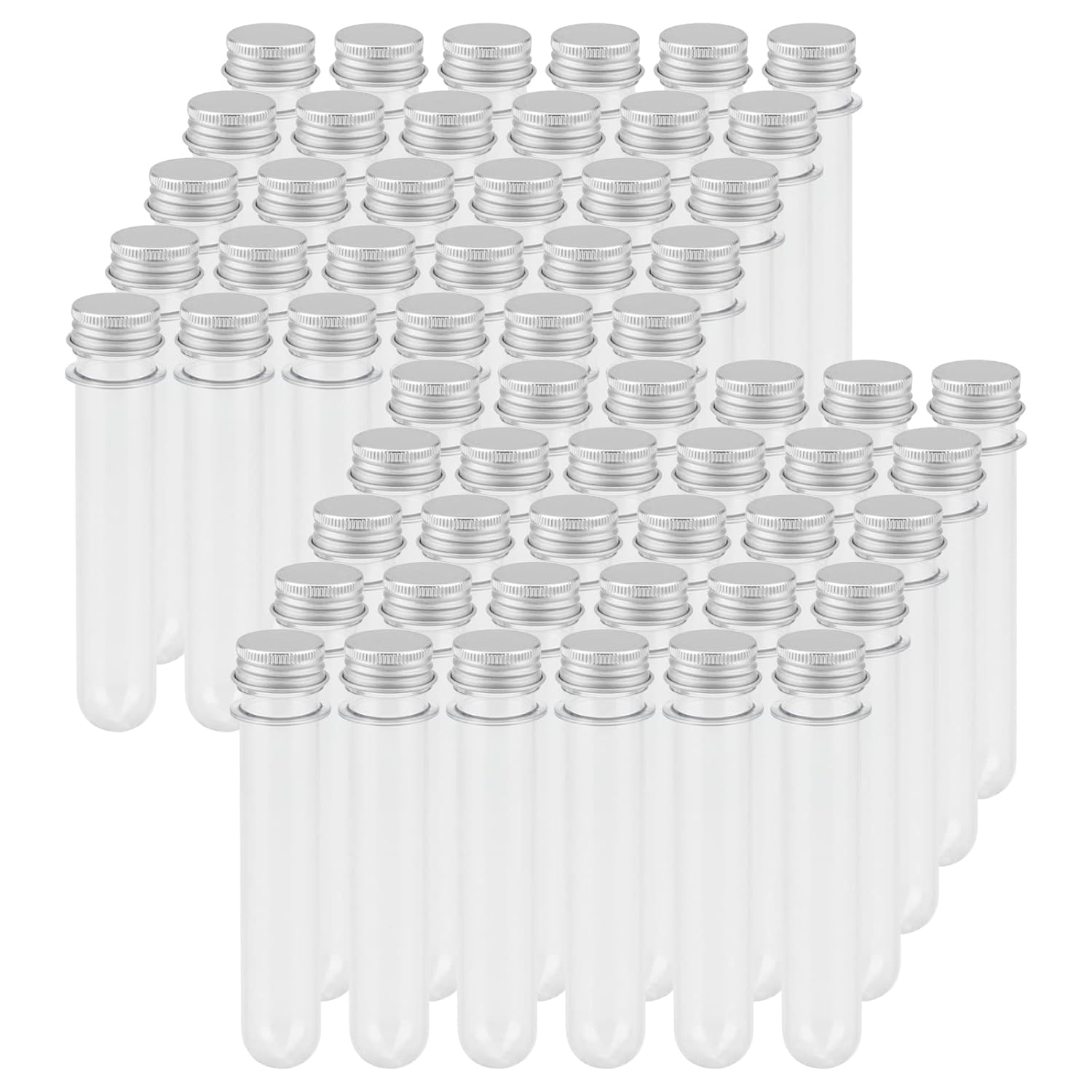LEXININ 60 PCS 40ml Clear Plastic Test Tubes with Lid, 140 x 25mm Test Tubes with Sliver Screw
