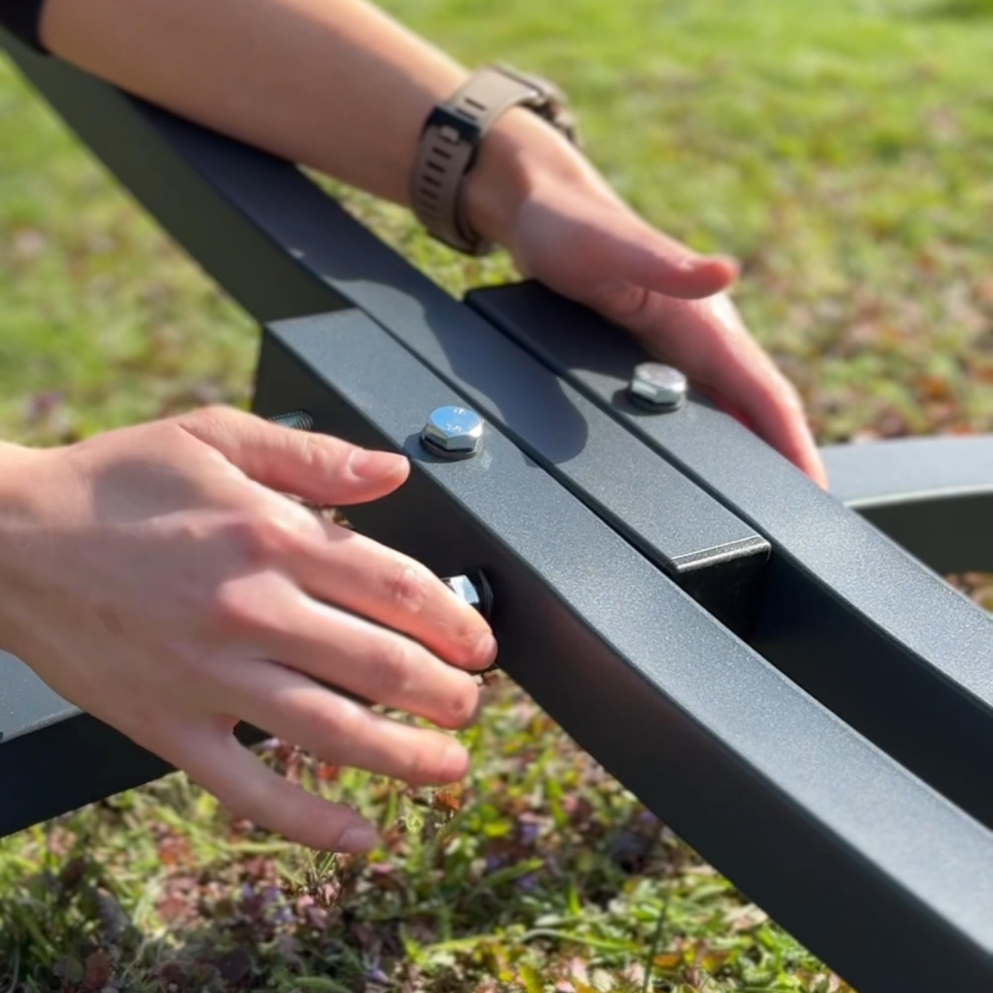 Potenza Support Hamac Grande 370 cm | Acier Sablé et Laqué en Poudre | Structure Cintrée sans Soudure | pour 2 Personnes | Charge 220 kg | Testé jusqu'à 350 kg | Fabriqué en UE