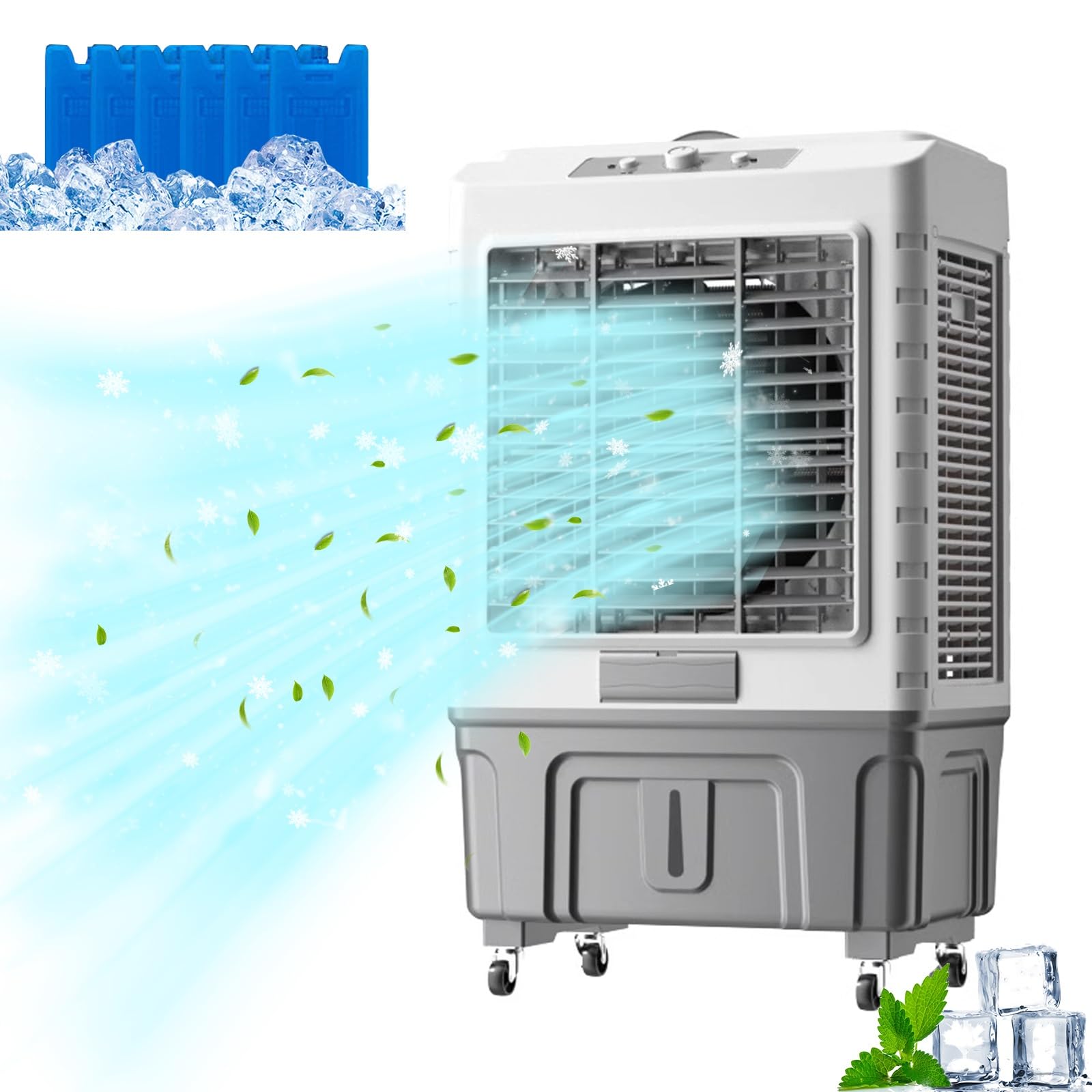 TIANQIHAO Portable Air Conditioner, 3 In 1 Evaporative Air Cooler Fan, 55L Tank For Room, Office, Dorms, Outdoor,95cm/150W