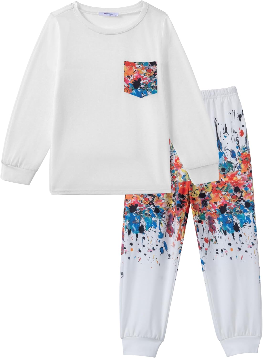 Arshiner Boys Fall Clothes Set Long Sleeve Pullover T-Shirt & Jogger Pants Casual Outfits for 5-13 Years Kids