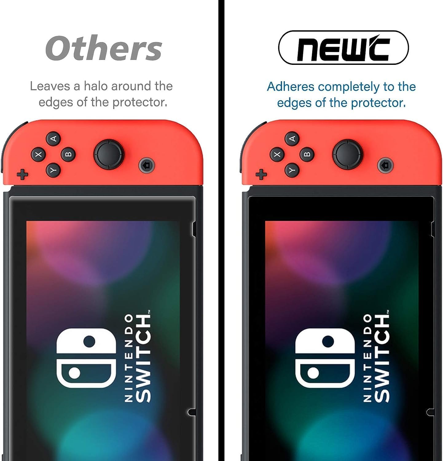NEW'C 3 Pack Designed for Nintendo Switch Screen Protector Tempered Glass, Case Friendly Scratch Resistant,Bubble-Free, Ultra Resistant — view 3