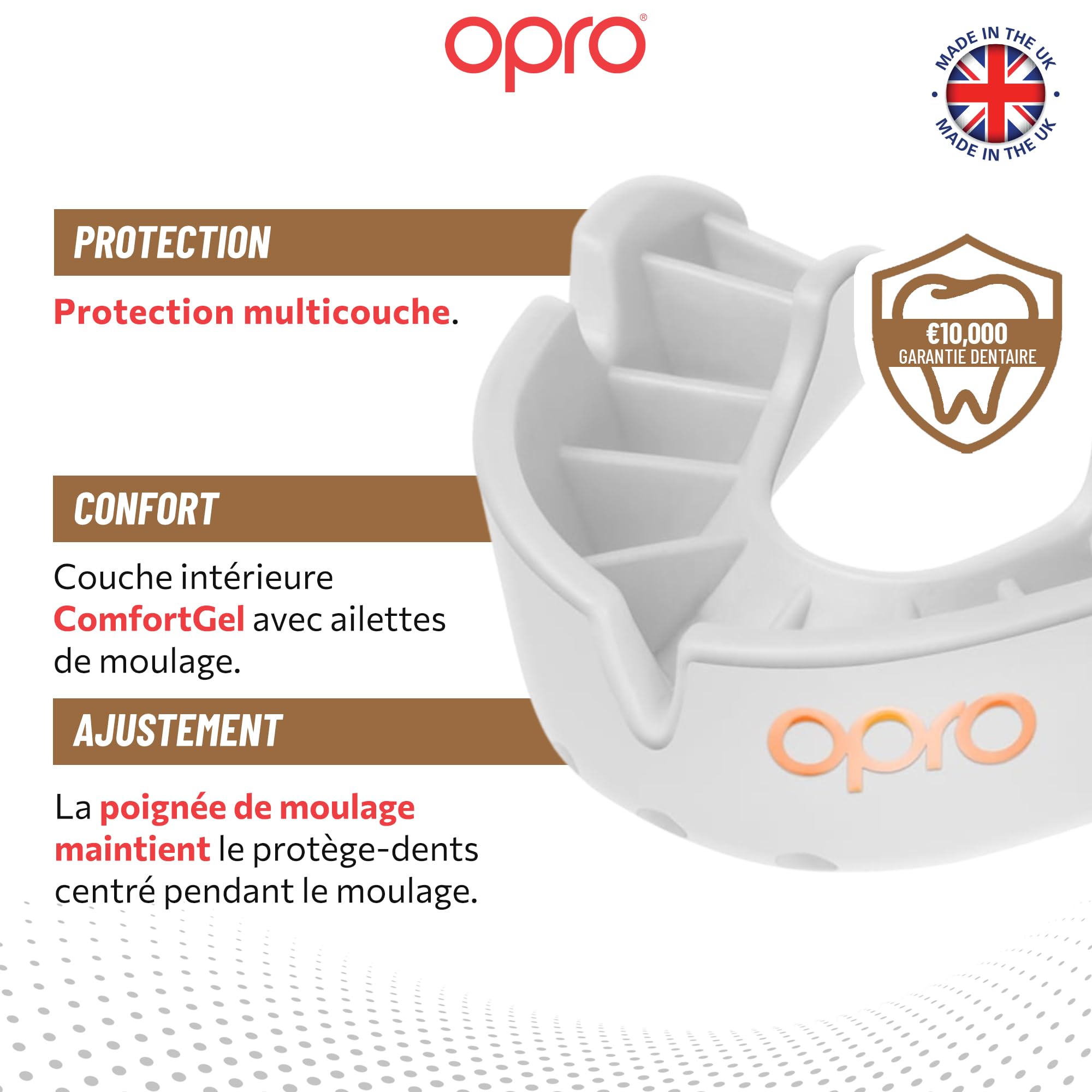 OPRO Protège-dents Niveau Bronze Boxe MMA Rugby Hockey Adultes Enfants Facile à Mouler
