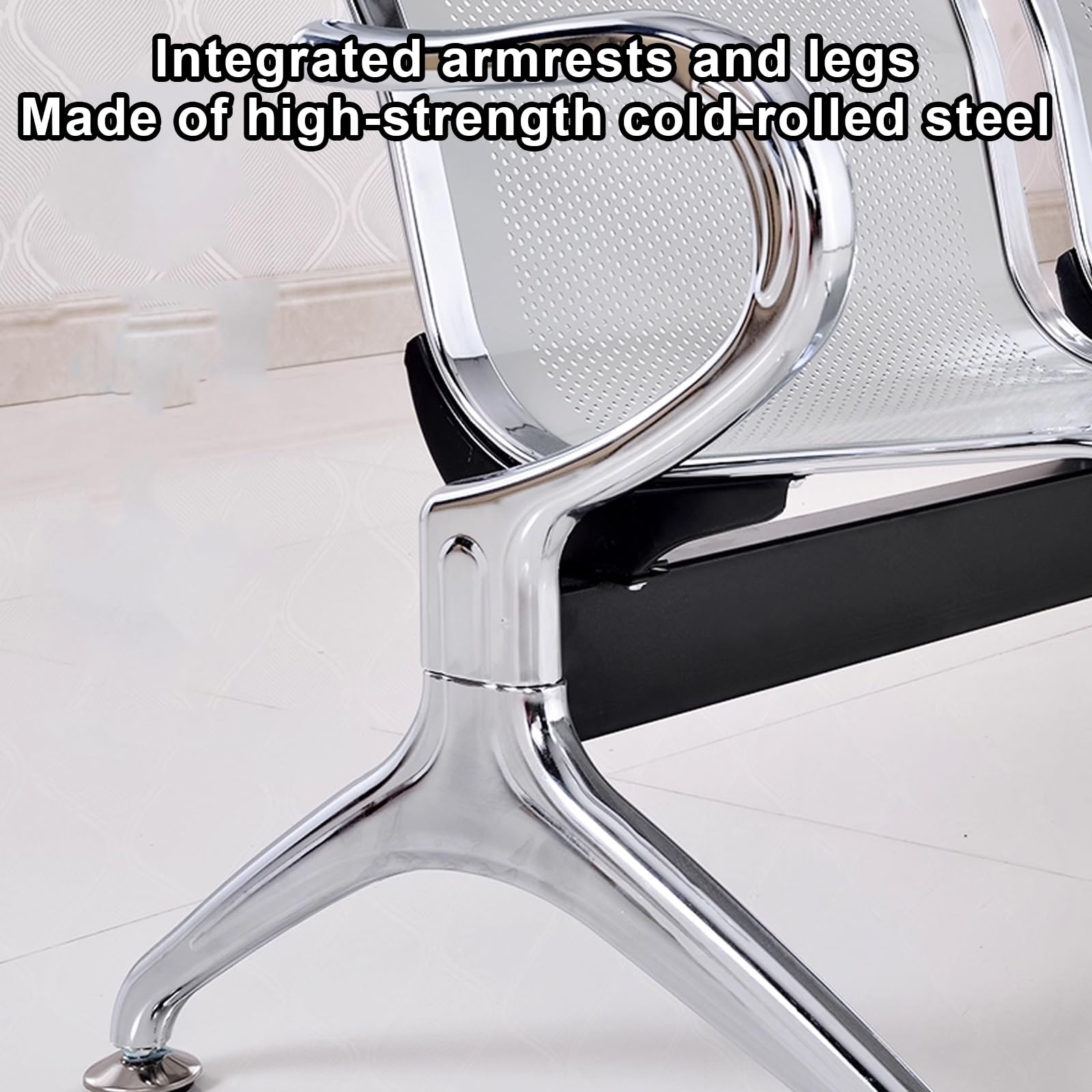 Sillas de recepción para sala de espera, banco de asiento de piel sintética con respaldos y reposabrazos, cómodo mueble de sala de espera para aeropuertos y oficinas