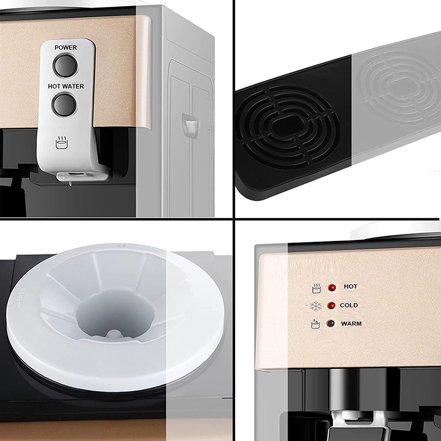 Distributeur d'eau chaude et froide électrique, à chargement par le haut, distributeur d'eau pour le bureau à domicile, pour seau d'eau de 3,5 à 18,9 litres, 550 W, noir
