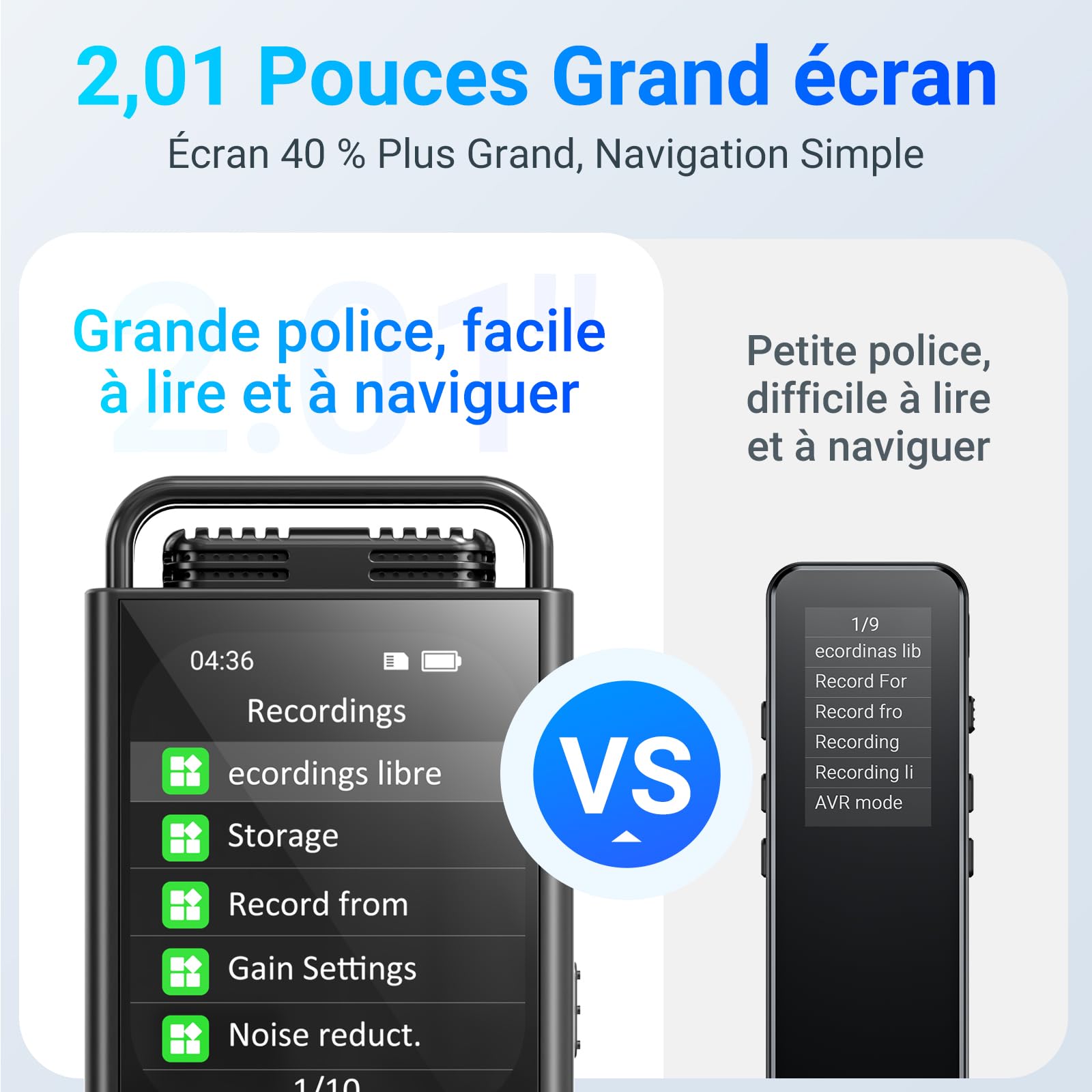 MECHEN Dictaphone Numérique 144 Go, Activé par la Voix
