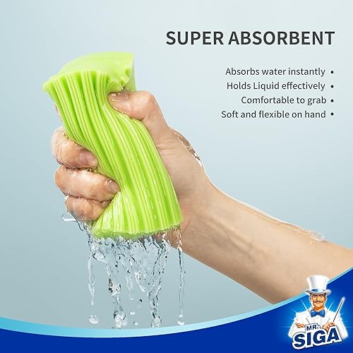 Miniatura 6 de MR.SIGA Plumero de esponja, plumero reutilizable con diseño de superficie acanalada, esponja húmeda para el hogar para limpiar el polvo, paquete de