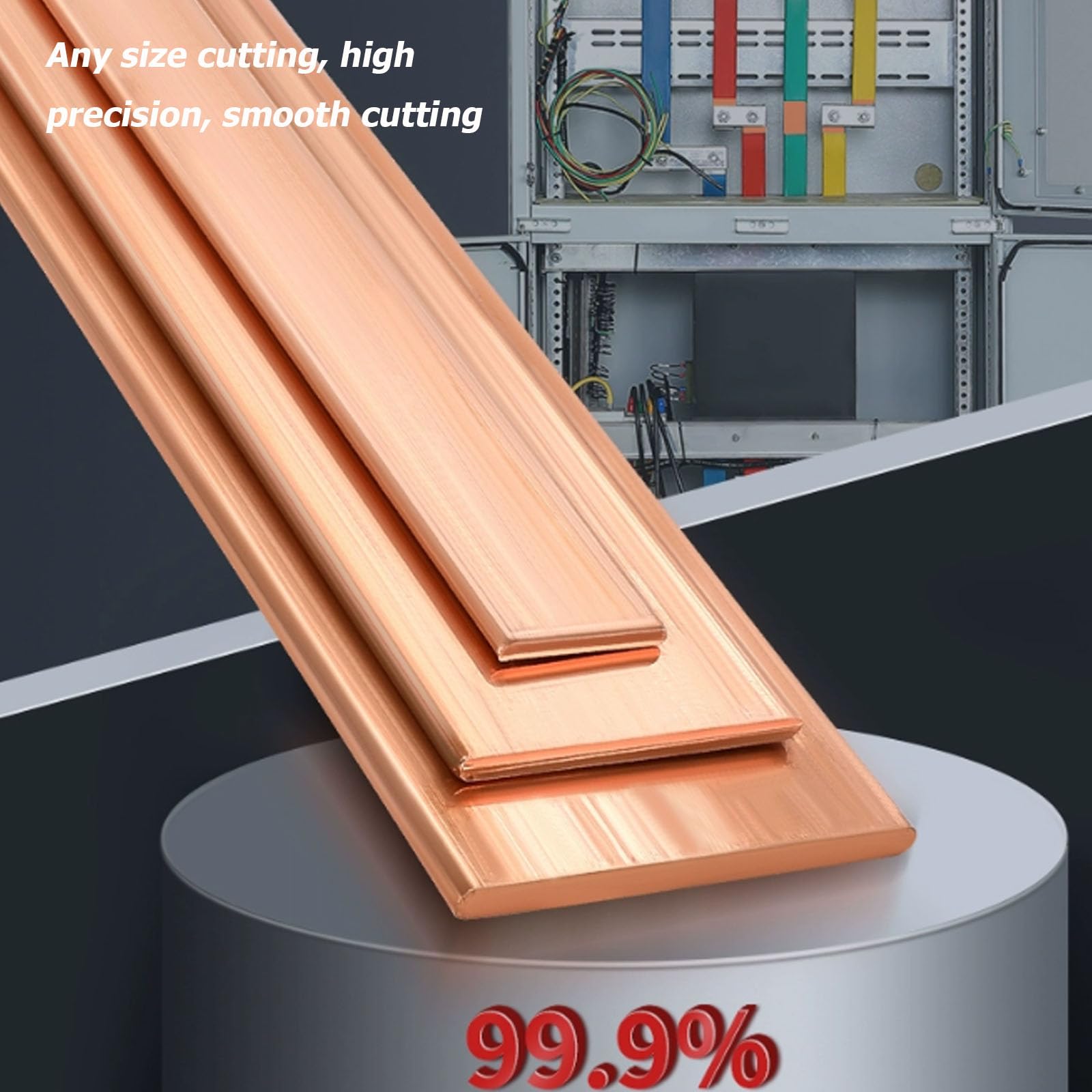 Barra Plana de Cobre T2 99,9%, Tira de Cobre 250mm para Soldadura, Puesta a Tierra Eléctrica, Manualidades,10 * 100 * 250mm