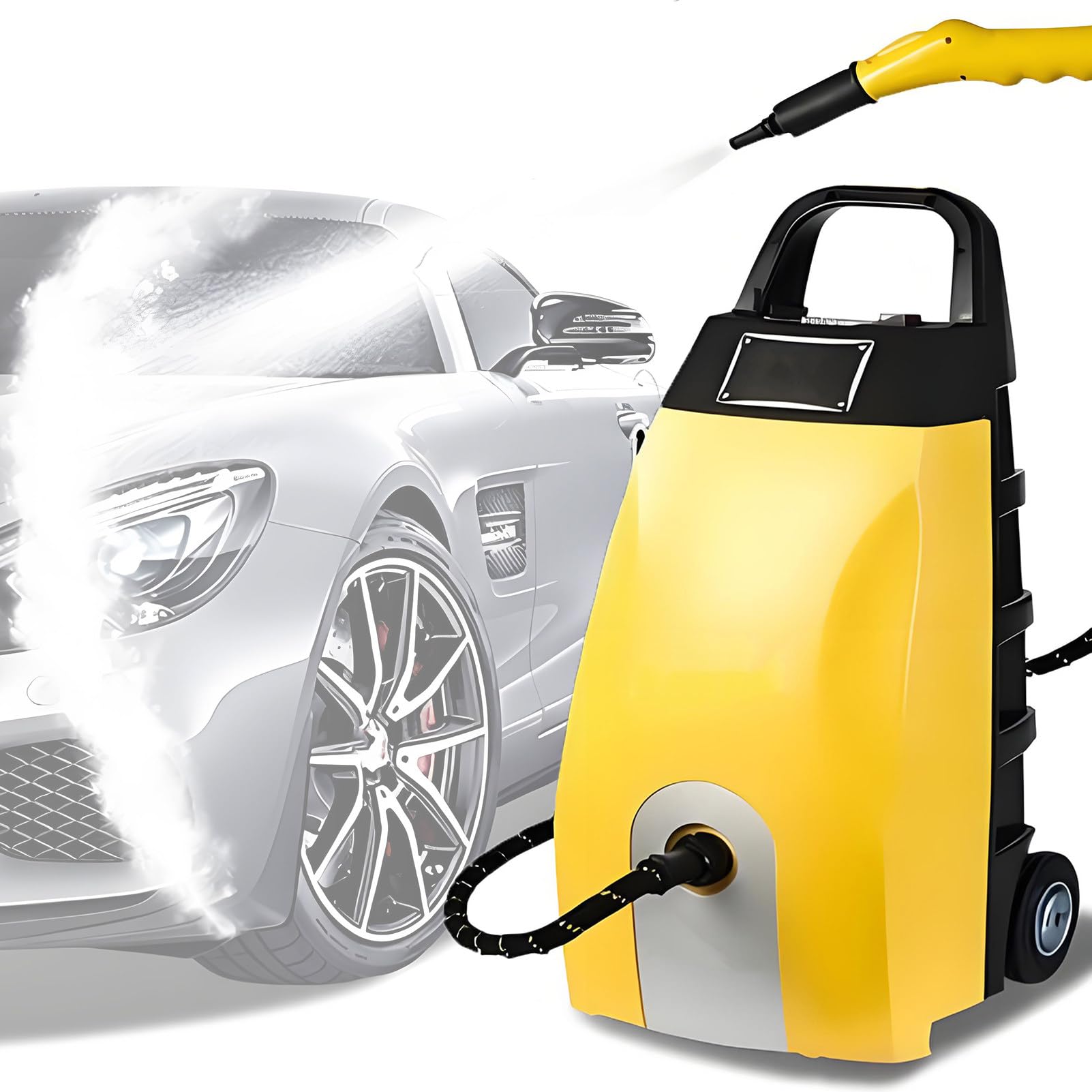 Pulitore a Vapore Professionale Ad Alta Pressione, Serbatoio dell'Acqua da 3,5 Litri, Vapore Ad Alta Temperatura di 230 °F per Rimozione di Macchie da Diverse Superfici Macchie Yellow