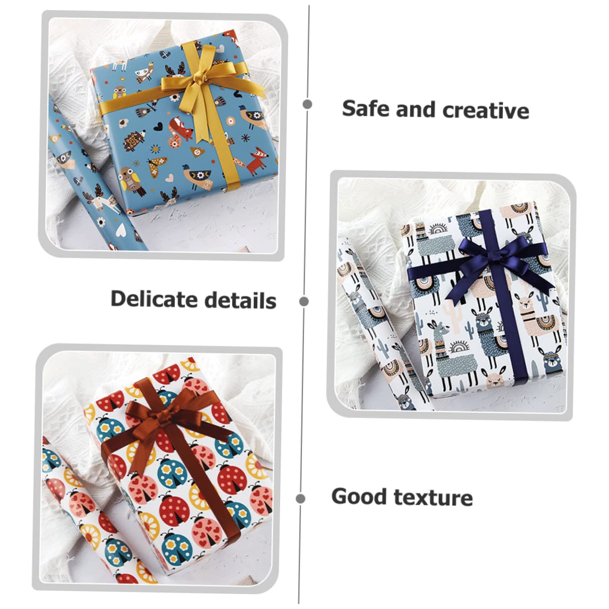 Healeved 4sätze Geschenkpapier Mit Cartoon-mustern Für Geburtstags Und Feiertagsverpackungen Bunte Kreative Geschenkverpackung Für Diy-projekte Bögen Verschiedenen Designs