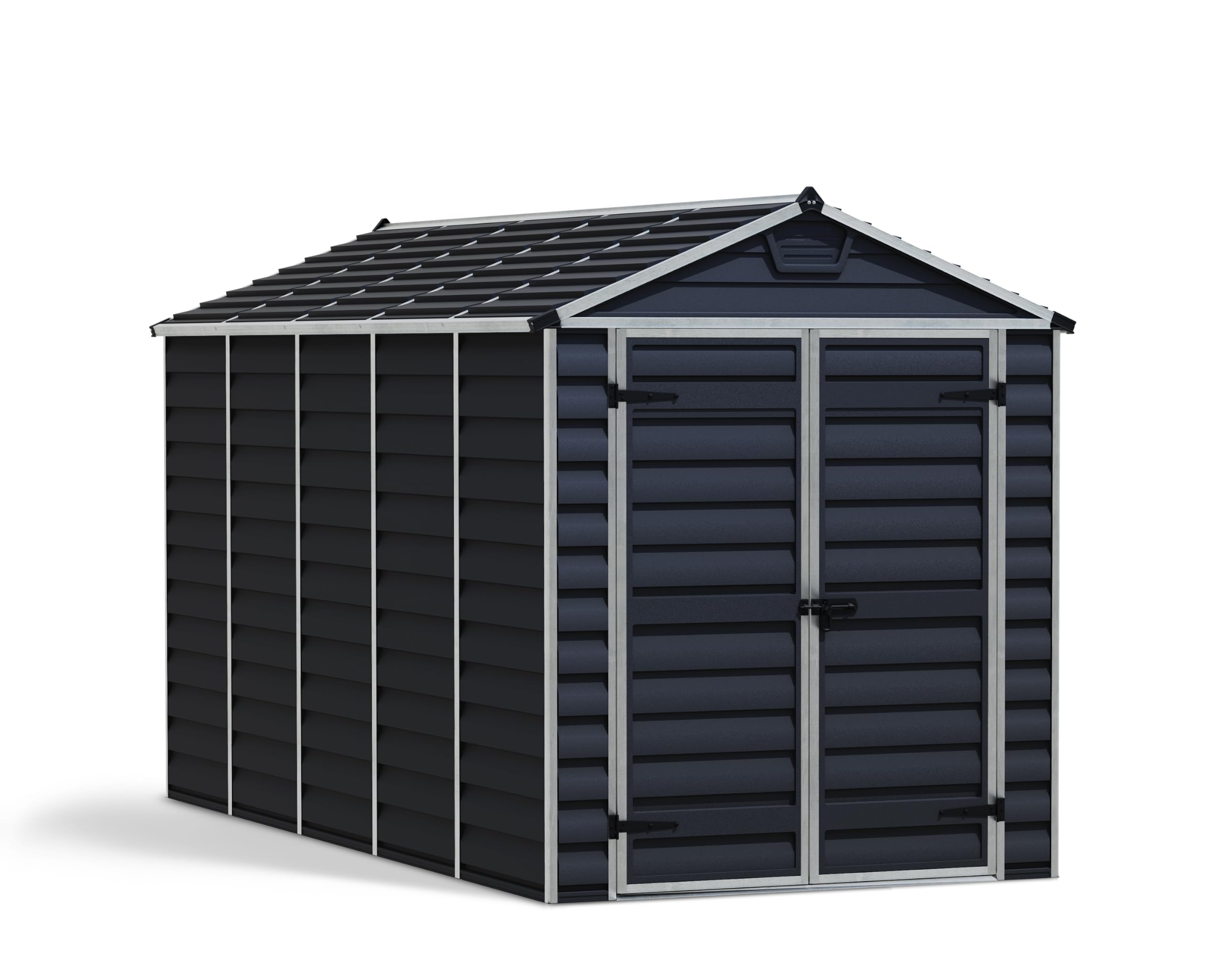 Canopia by Palram Gerätehaus Garten Skylight 6x12 Geräteschuppen Metall 185 x 379 cm Midnight Grey Polycarbonatplatten rostbeständig UV-Schutz