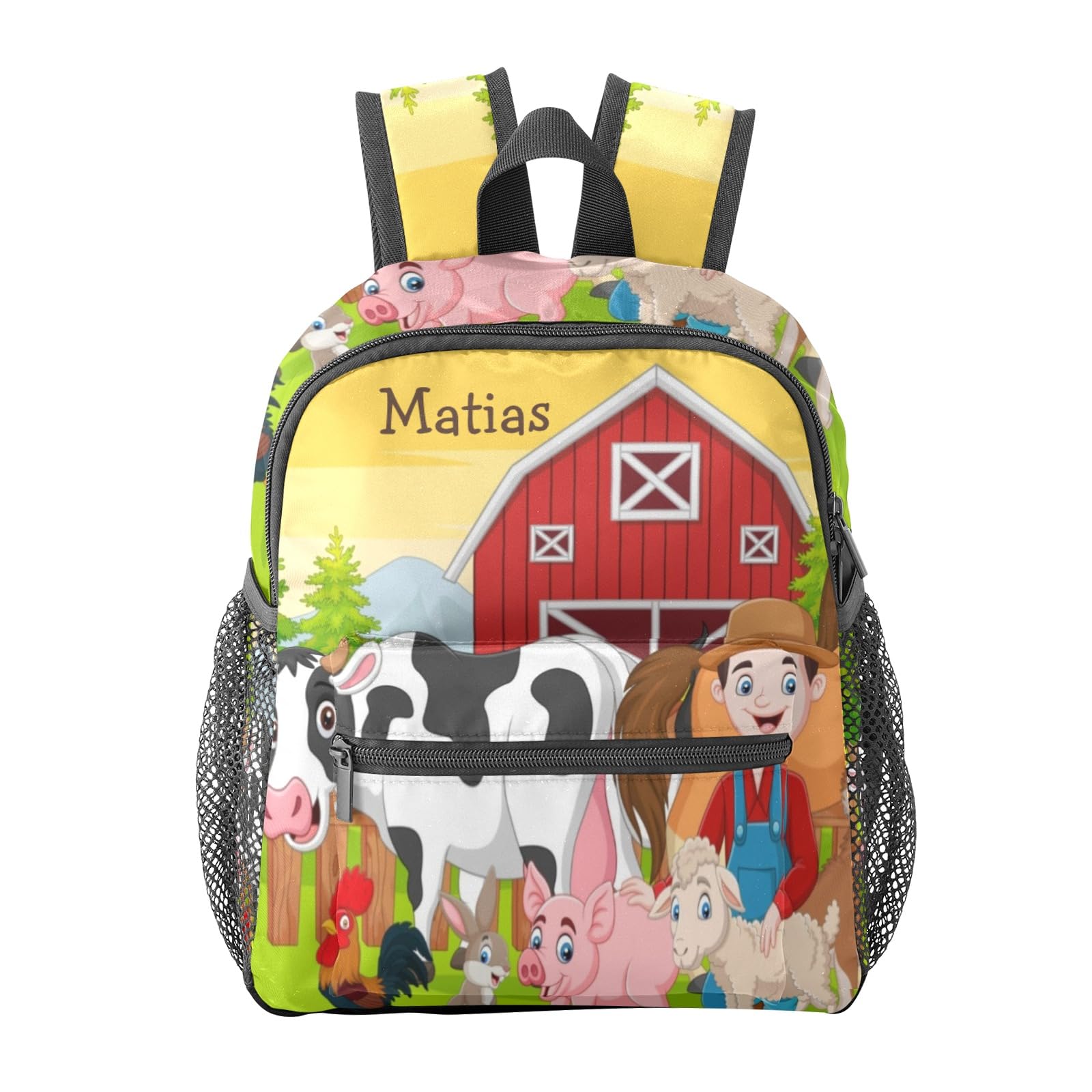 NZOOHY Farm House Cow Animals Personalized Kids Toddler Backpack for Boys Girls,Custom School Kindergarten Travel Bookbag