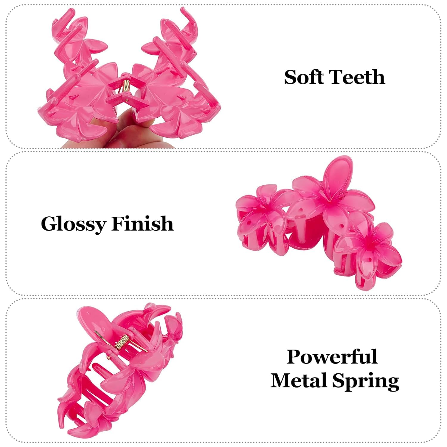 6Pcs Flower Claw Clips Hawaiian Flower Hair Clips for Women Girls Hibiscus Hair Clip Plumeria Hair Claw Clips for Thick Hair Gifts for Women Teen Girls - Image 3