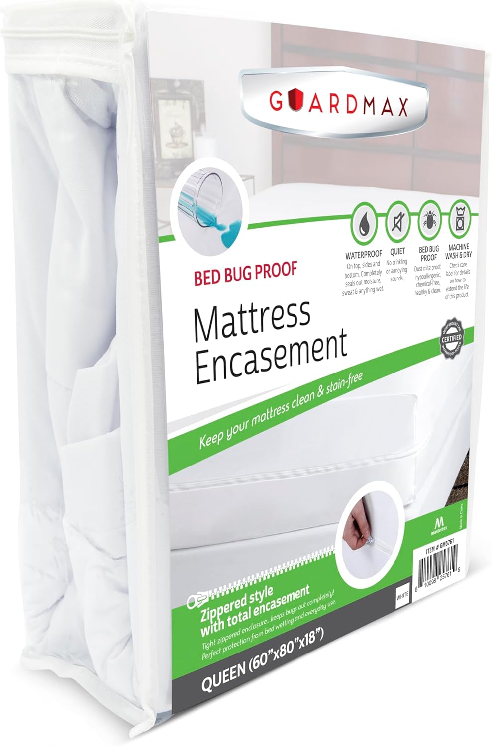Guardmax Zippered Mattress Encasement Queen Size with