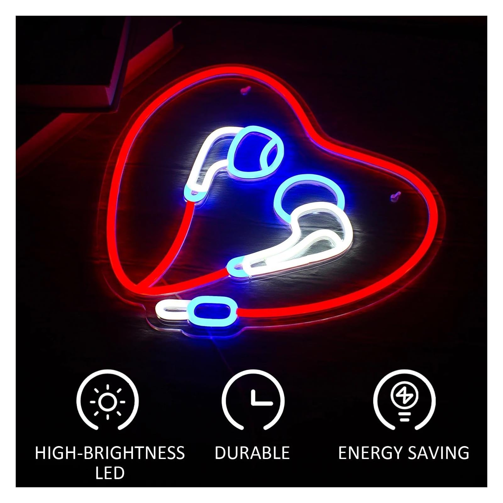 Wiszące neony artystyczne Neon Słuchawki W Kształcie Serca Światło Neonowe Znak Led Wystrój Studia Muzycznego Music Bar/Music Disco Dekoracje Ścienne