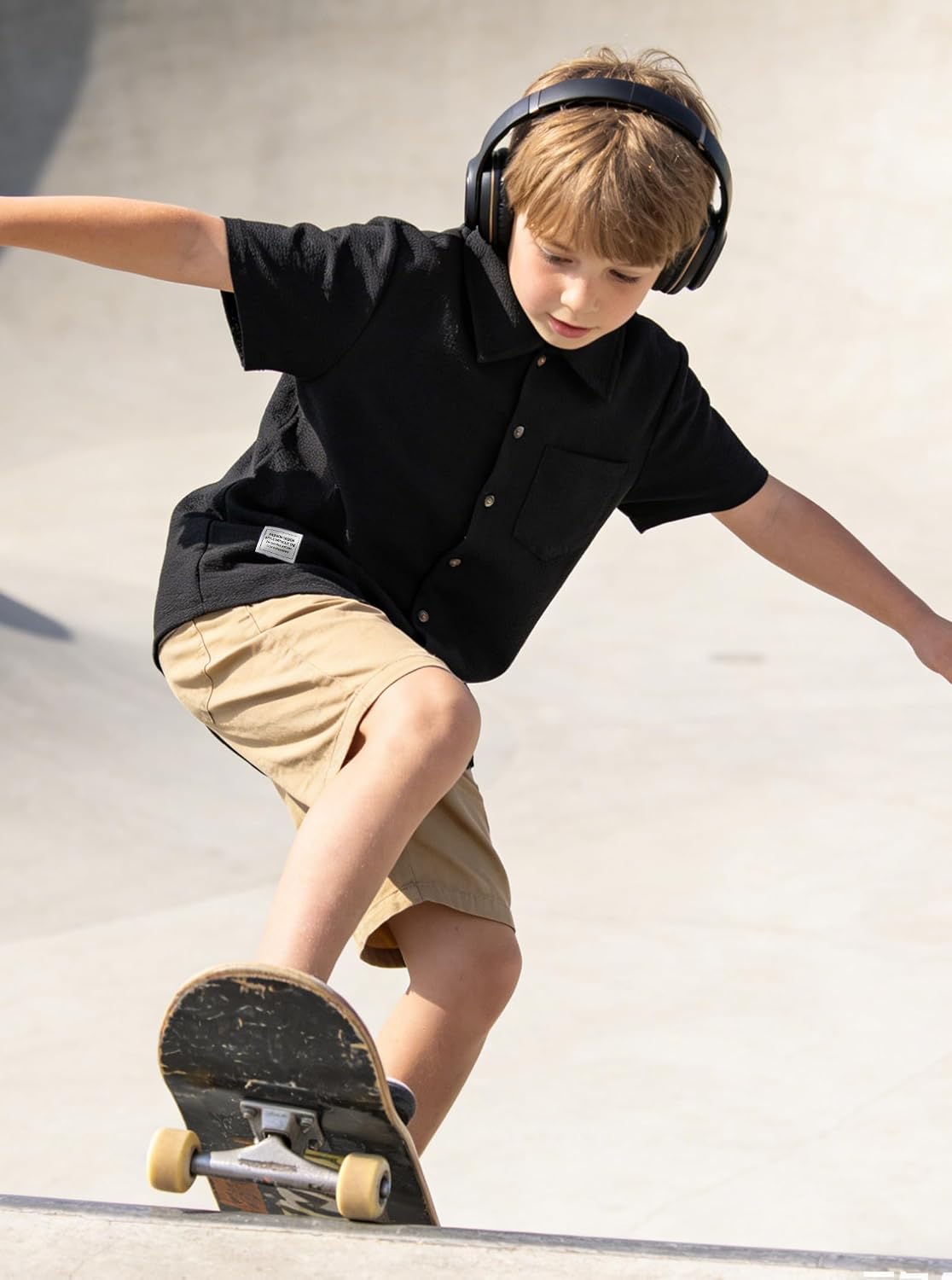 Boys Waffle Knit Henley Shirt Short Sleeve Textured Summer Tee Tops