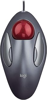Trackman Marble Trackball Mouse – Wired USB Ergonomic Mouse for Computers, with 4 Programmable Buttons, Dark Gray