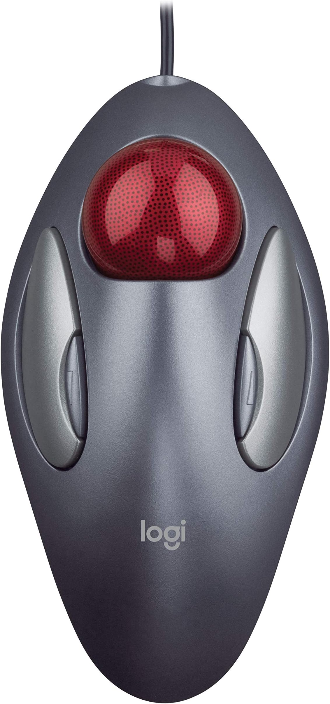 Trackman Marble Trackball Mouse – Wired USB Ergonomic Mouse for Computers, with 4 Programmable Buttons, Dark Gray
