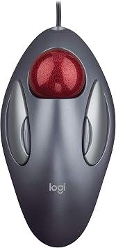 Logitech Trackman Marble Trackball Mouse Wired USB Ergonomic Mouse for Computers, with 4 Programmable Buttons, Dark Gray