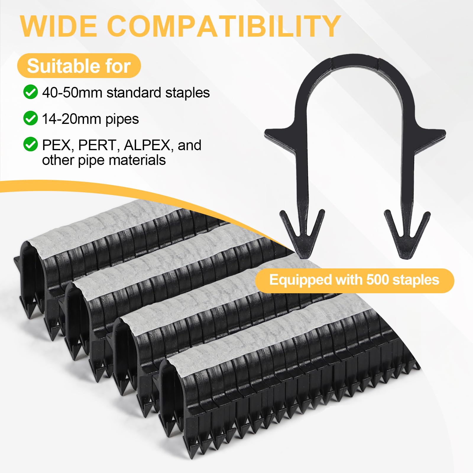 CPROSP Grapadora para Calefacción por Suelo Radiante 90cm, con 500 Unidades(40mm), Grapadora para Tubos de Suelo Radiante, para Tubos Ø 14-20mm - Compatible con Grapas de 40-50mm