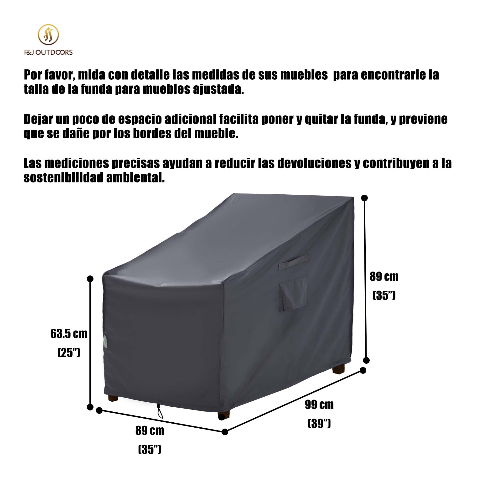 F&J Outdoors Funda para Silla de Jardín Impermeable 89x99x63,5/89cm Terraza Funda Protectora para Silla Reclinable Resistente a la Lluvia Protección contra el Polvo y el Sol 2 Piezas