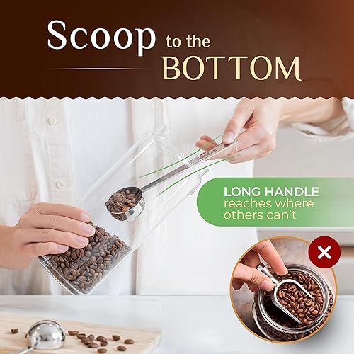 Miniatura 4 de Orblue Juego de cucharas de café de alta calidad, 1 cucharada (0.5 fl oz) y 2 cucharadas (1.0 fl oz), cuchara medidora de café de acero inoxidable y