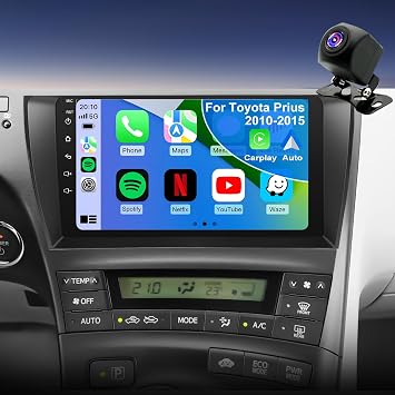 4core 64G Upgrade Car Radio For Toyota Prius 2010 2011 2012 2013 2014 2015, Prius Stereo 9inch IPS Touchscreen Wireless Carplay Android Auto, GPS Bluetooth 5GWifi FM Backup Camera Fit for JBL & No JBL