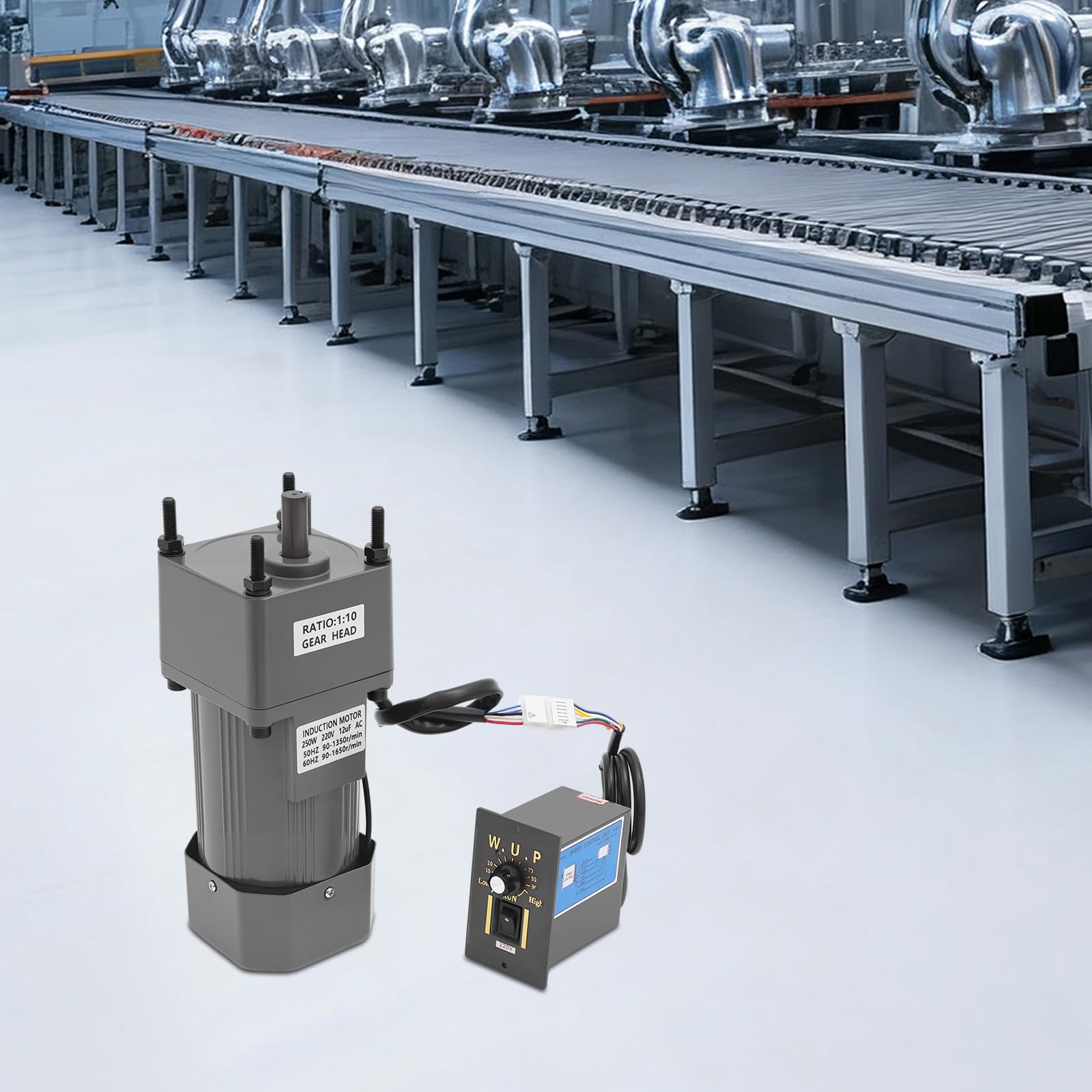 Motoriduttore con regolatore di velocità, 250 W, 220 V, asincrono, motore elettrico reversibile con supporto, motore a ingranaggio regolabile, motore riduttore per linea di produzione e tecnologia di