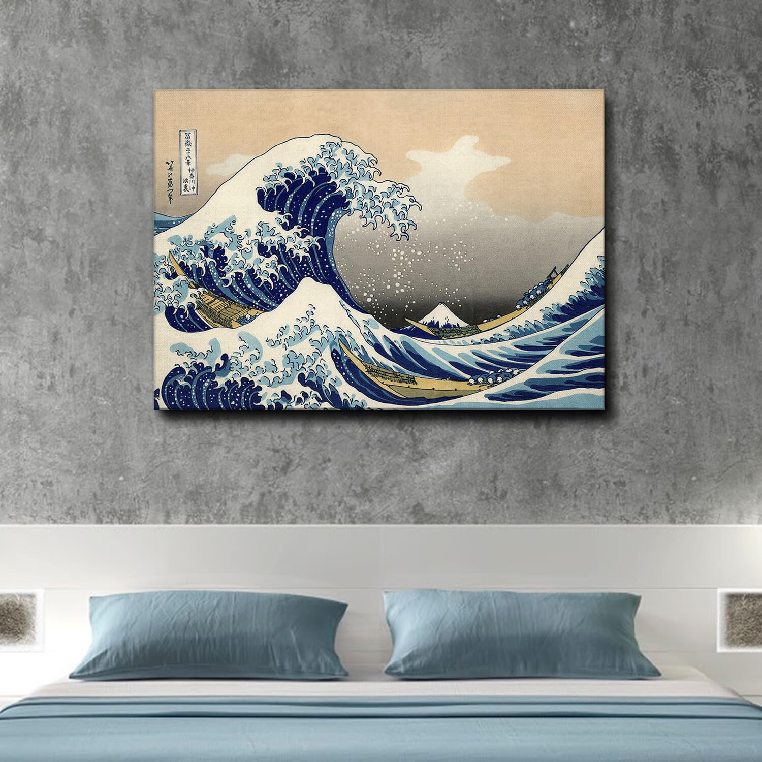 Giallobus - Quadro - Hokusai - La grande onda di Kanagawa - Tela Canvas Telaio Premium Alto Spessore - 140x100 - Pronto da appendere - Quadri moderni per la casa